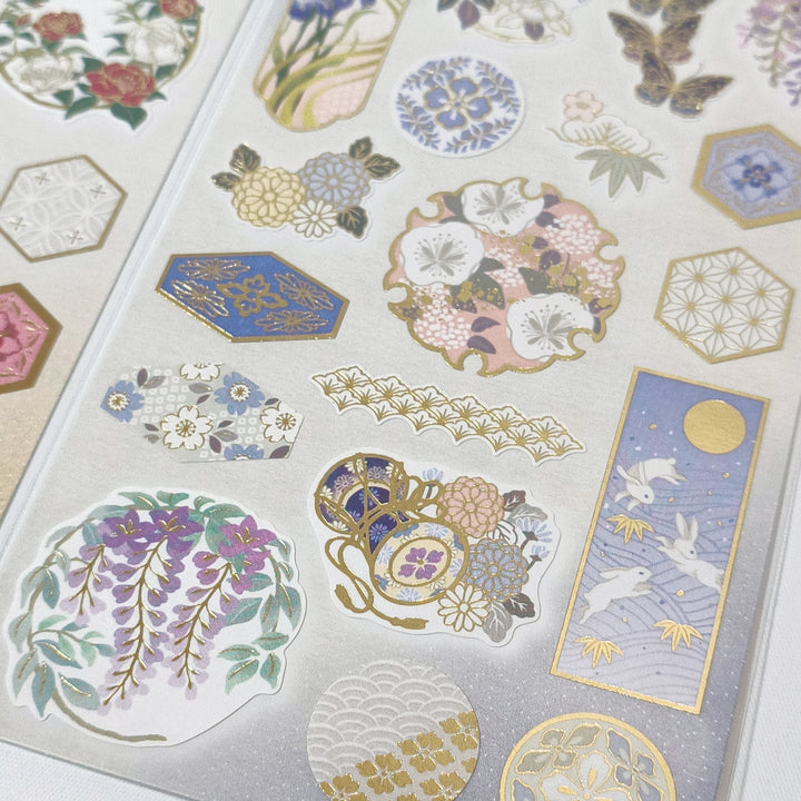 Sticker Selection Traditional Japanese Patterns (Gold Foil) Sticker Sheet Set (2pcs.)