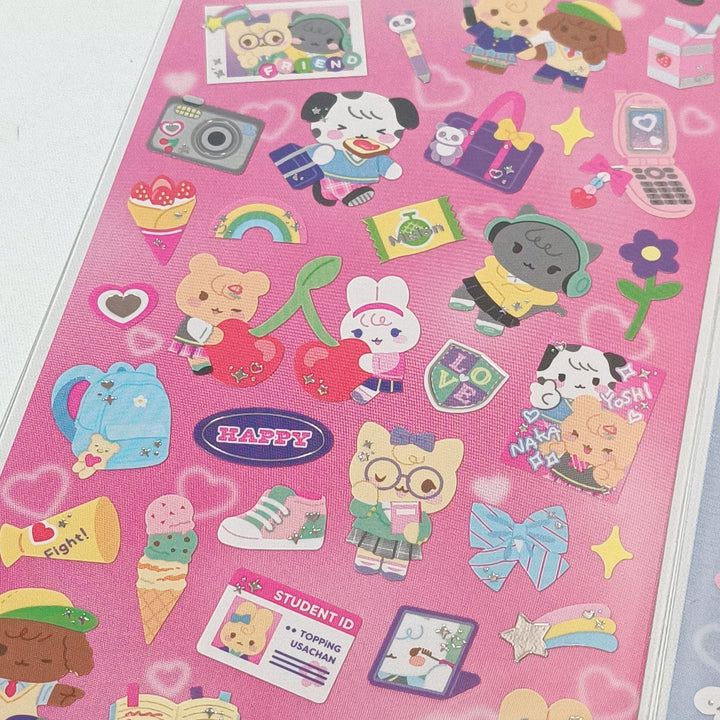 TOPPING LAB Kawaii After School Sticker Sheet Set (2pcs.)
