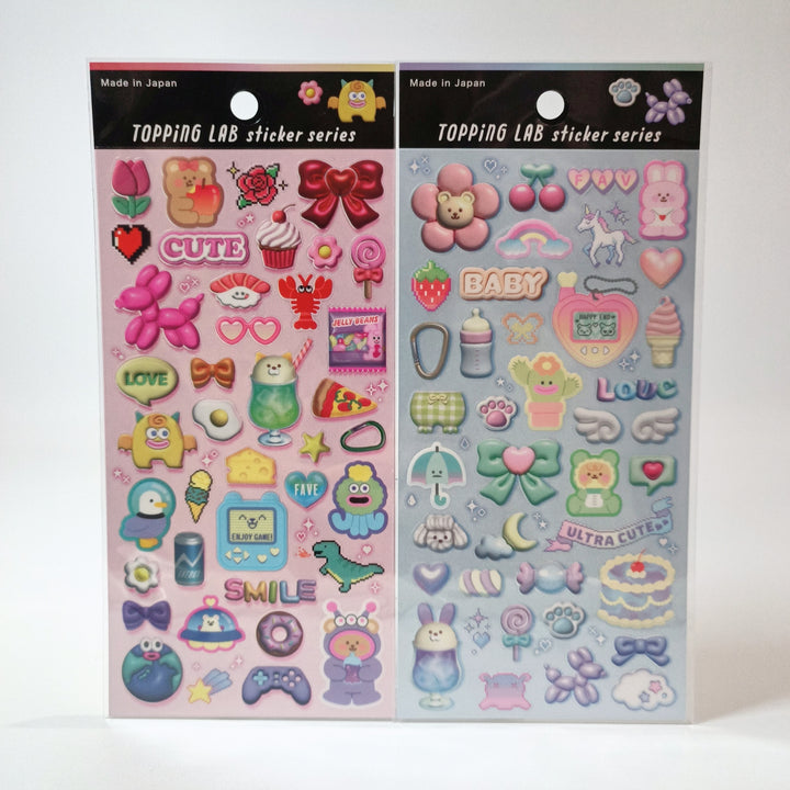 TOPPING LAB Kawaii Y2K Nostalgia Sticker Sheet Set (2pcs.)