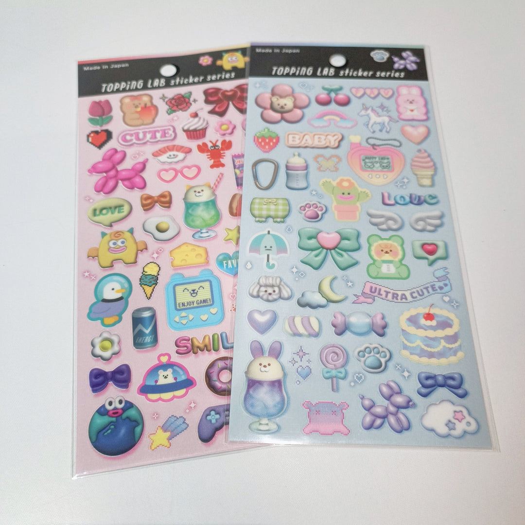 TOPPING LAB Kawaii Y2K Nostalgia Sticker Sheet Set (2pcs.)