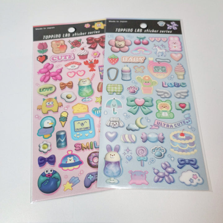 TOPPING LAB Kawaii Y2K Nostalgia Sticker Sheet Set (2pcs.)