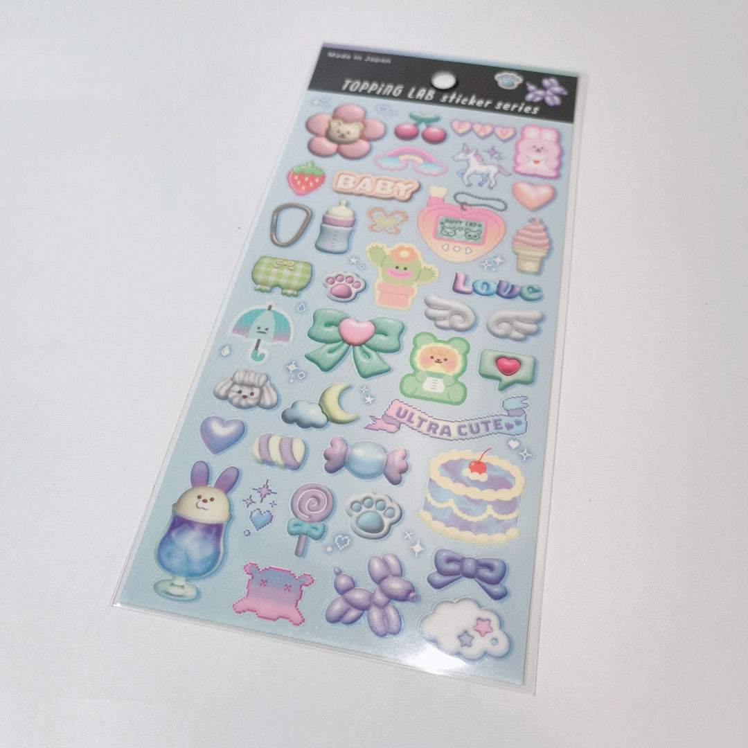 TOPPING LAB Kawaii Y2K Nostalgia Sticker Sheet Set (2pcs.)