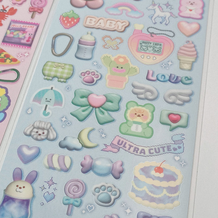 TOPPING LAB Kawaii Y2K Nostalgia Sticker Sheet Set (2pcs.)