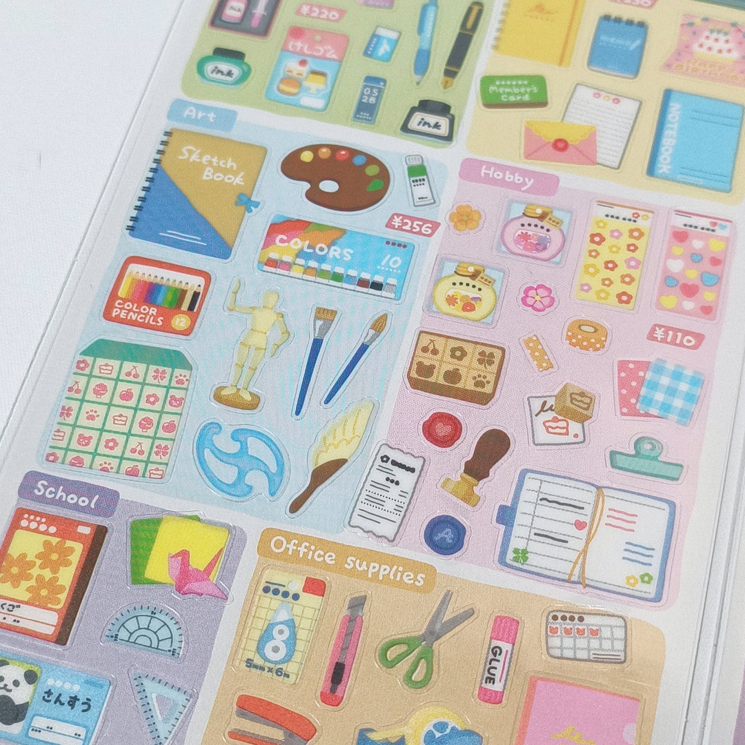 Sticker Selection Stationery &amp; Supermarket Sticker Sheet Set (2pcs.)