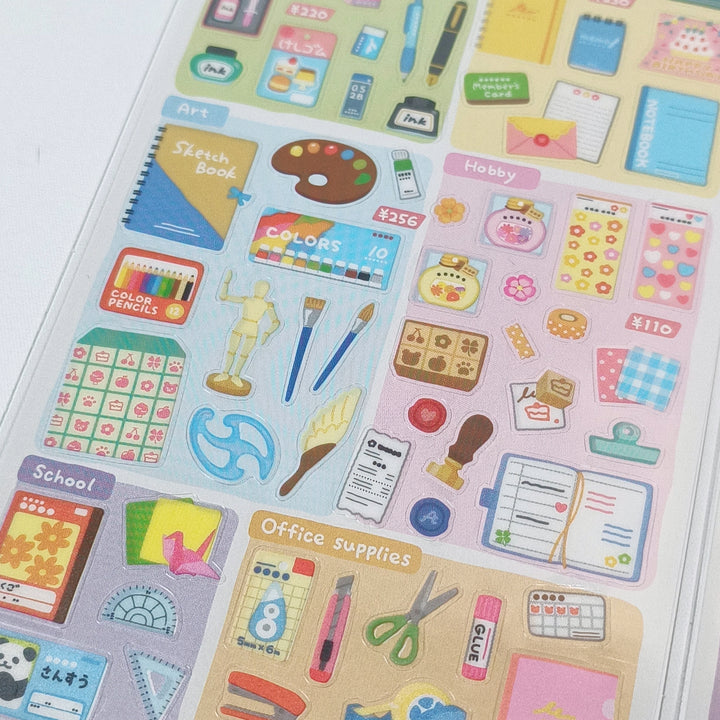 Sticker Selection Stationery &amp; Supermarket Sticker Sheet Set (2pcs.)