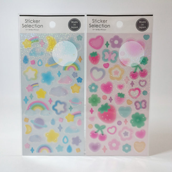 Sticker Selection Sparkly Fluffy Shapes Sticker Sheet Set (2pcs.)