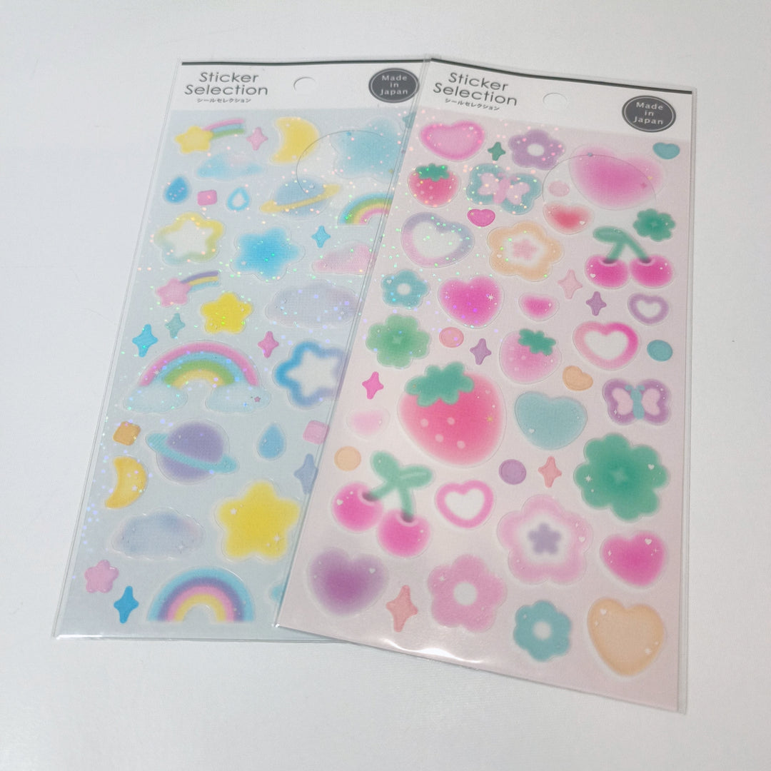 Sticker Selection Sparkly Fluffy Shapes Sticker Sheet Set (2pcs.)