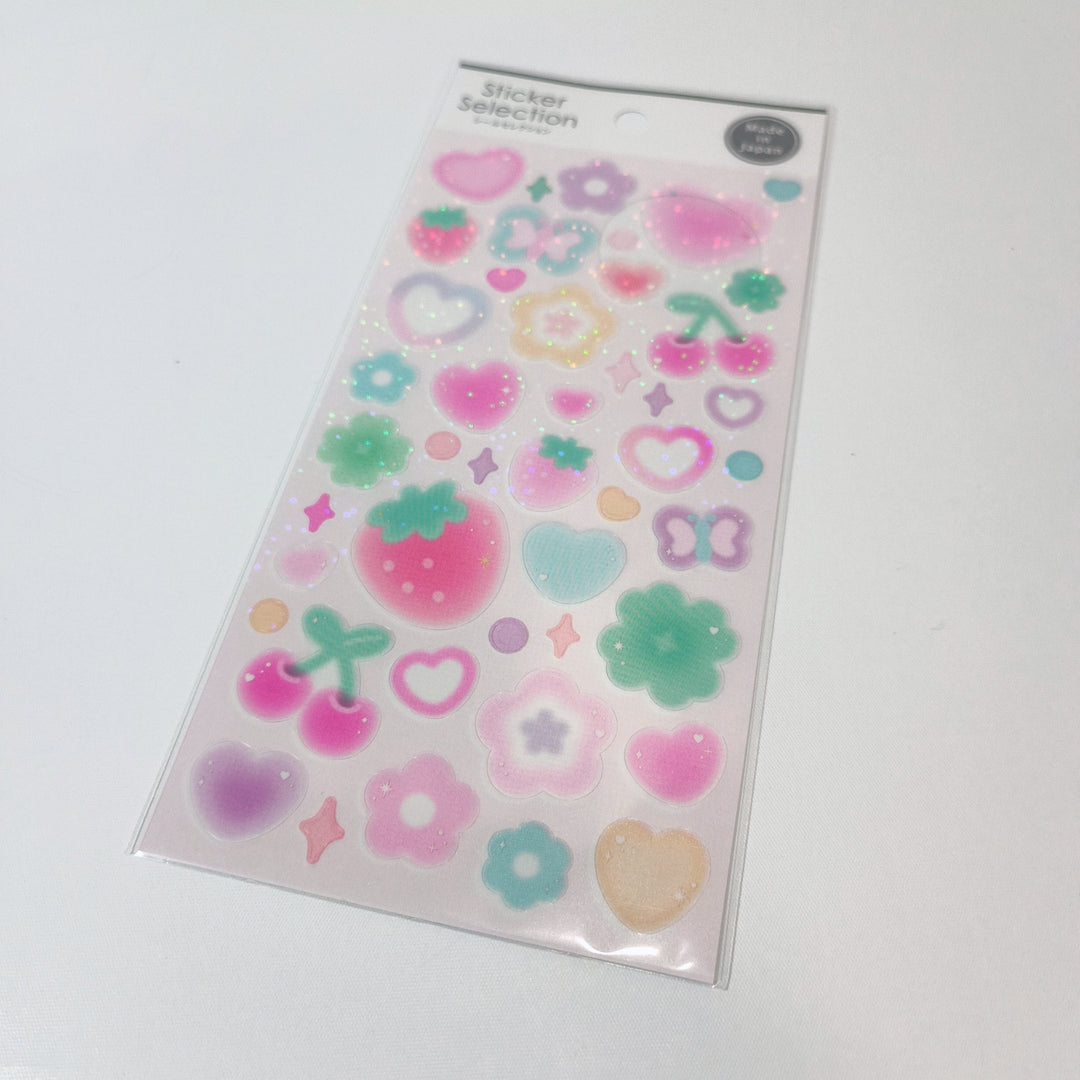 Sticker Selection Sparkly Fluffy Shapes Sticker Sheet Set (2pcs.)