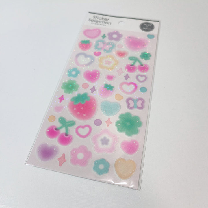 Sticker Selection Sparkly Fluffy Shapes Sticker Sheet Set (2pcs.)