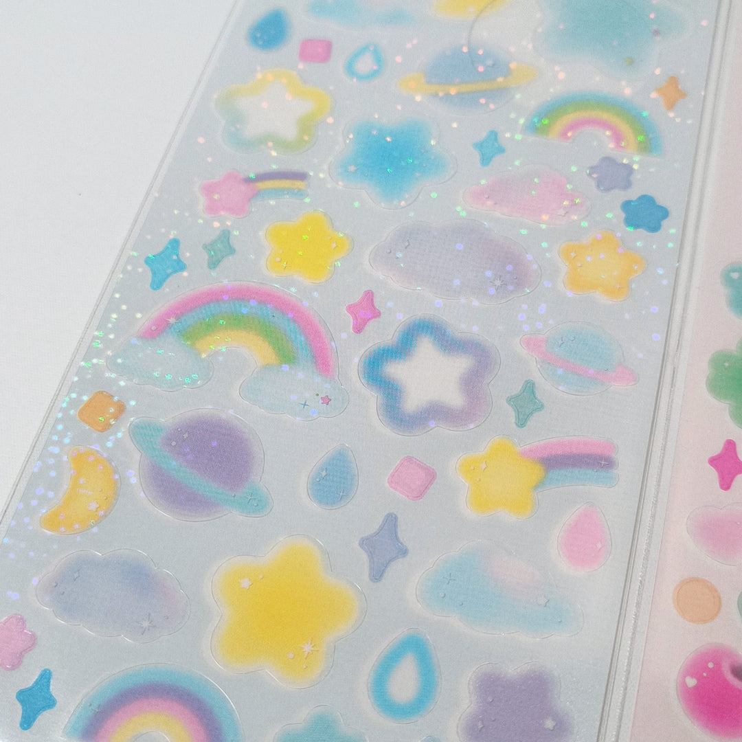 Sticker Selection Sparkly Fluffy Shapes Sticker Sheet Set (2pcs.)