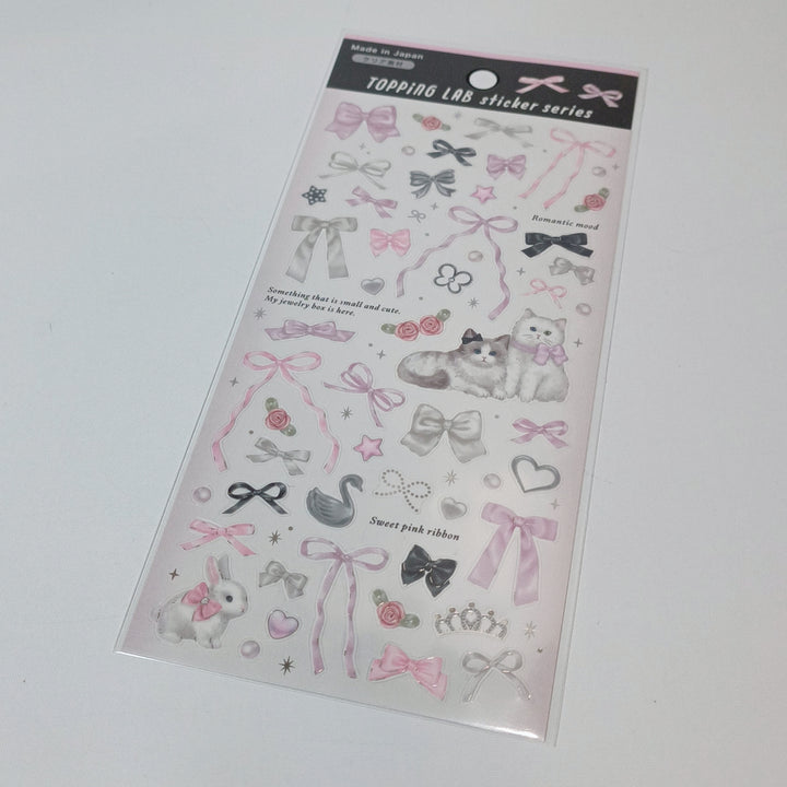 TOPPING LAB Ribbons &amp; Cats Sticker Sheet Set (3pcs.)