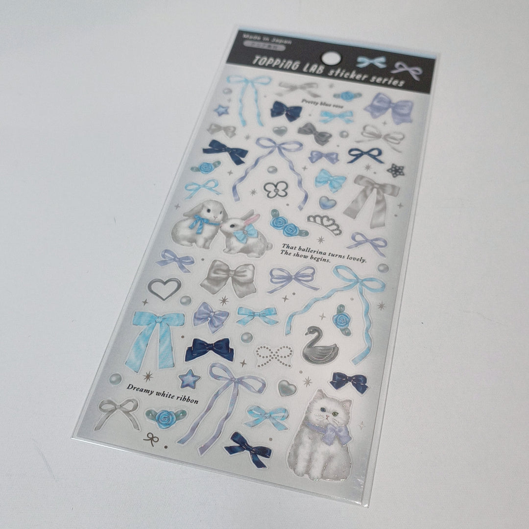 TOPPING LAB Ribbons &amp; Cats Sticker Sheet Set (3pcs.)