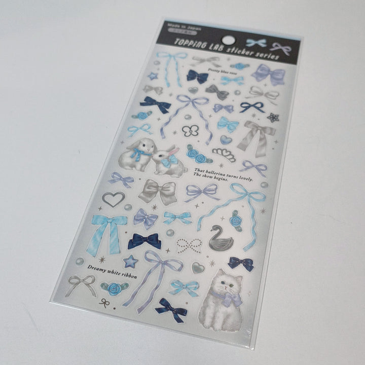 TOPPING LAB Ribbons &amp; Cats Sticker Sheet Set (3pcs.)