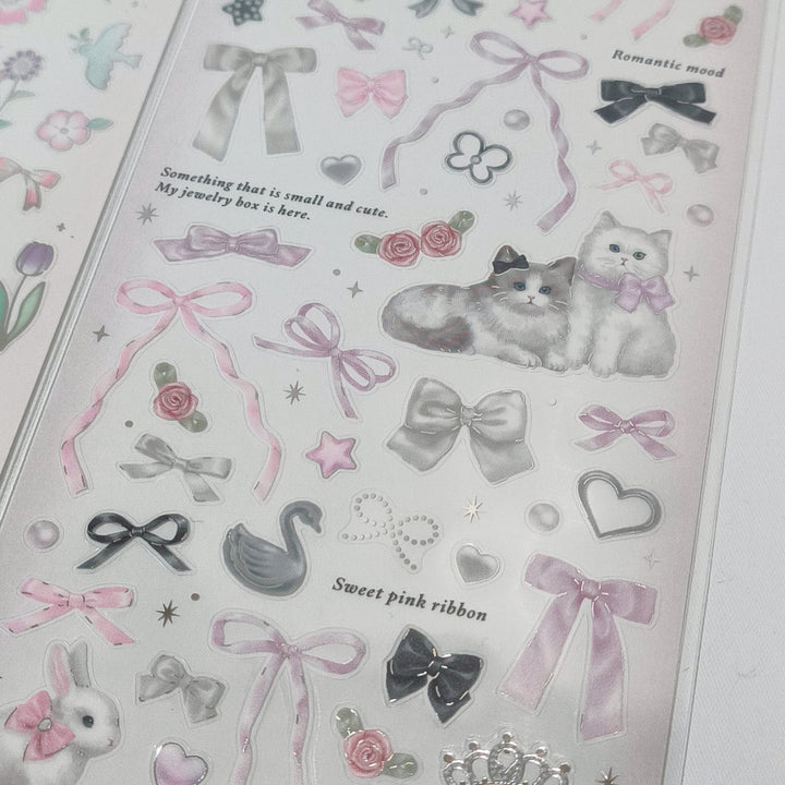 TOPPING LAB Ribbons &amp; Cats Sticker Sheet Set (3pcs.)