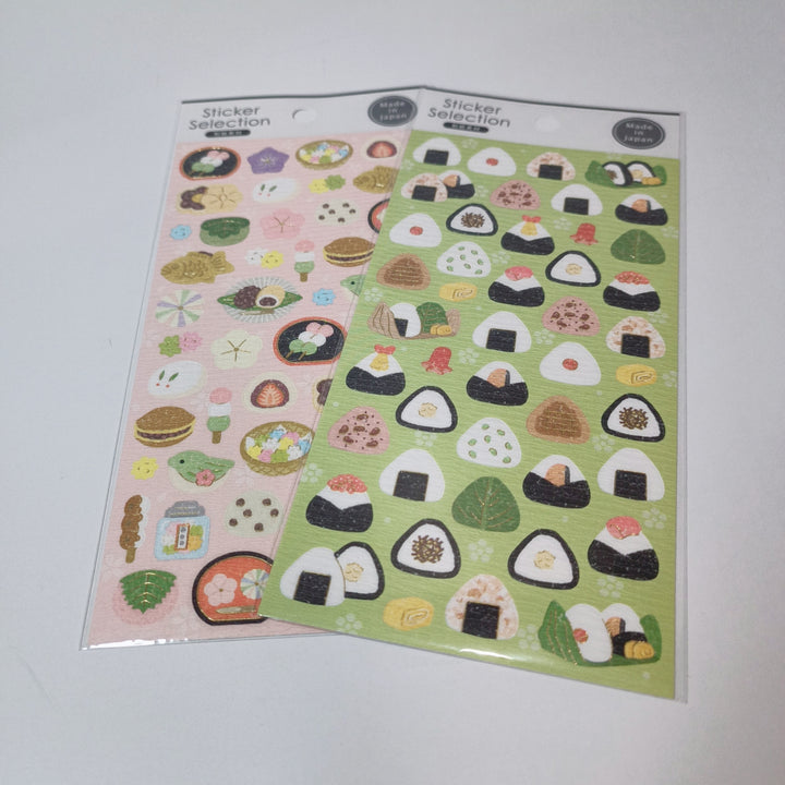 Sticker Selection Onigiri &amp; Japanese Sweets (Gold Foil) Sticker Sheet Set (2pcs.)
