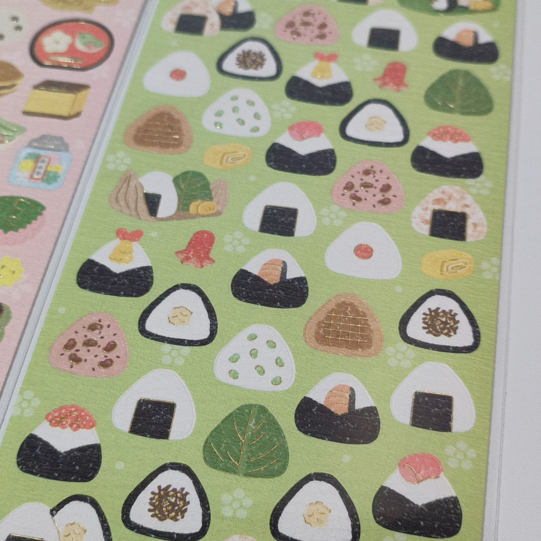 Sticker Selection Onigiri &amp; Japanese Sweets (Gold Foil) Sticker Sheet Set (2pcs.)