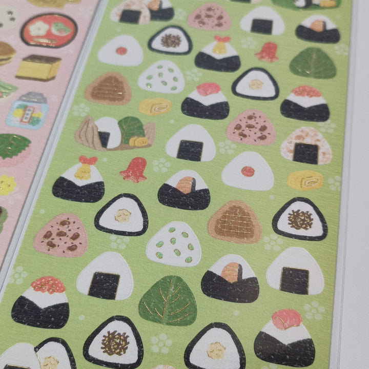 Sticker Selection Onigiri &amp; Japanese Sweets (Gold Foil) Sticker Sheet Set (2pcs.)