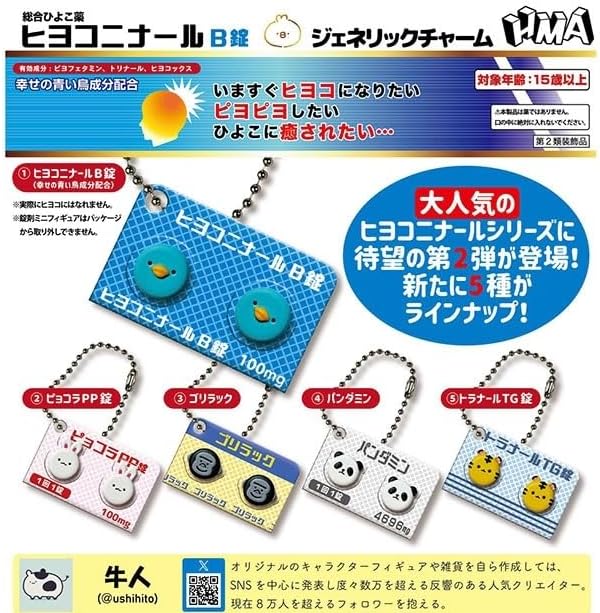 Hiyokonaaru Animal Tablet Charms Gacha COMPLETE SET (5 pcs.)