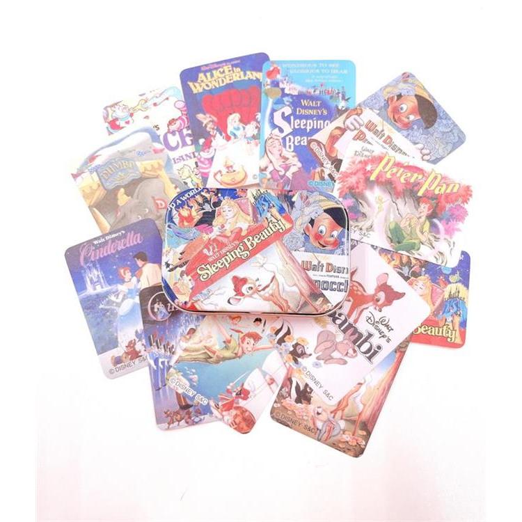 Disney movie poster stickers in a mini can