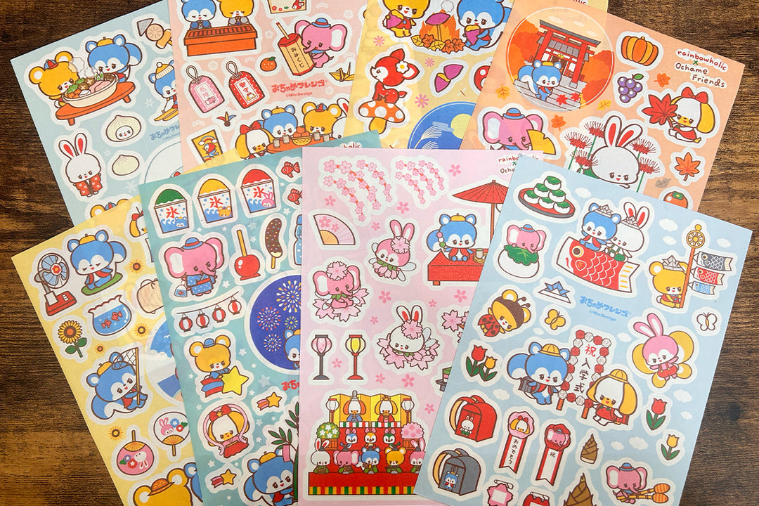 Rainbowholic x Ochame Friends Four Seasons A5 Sticker Sheets