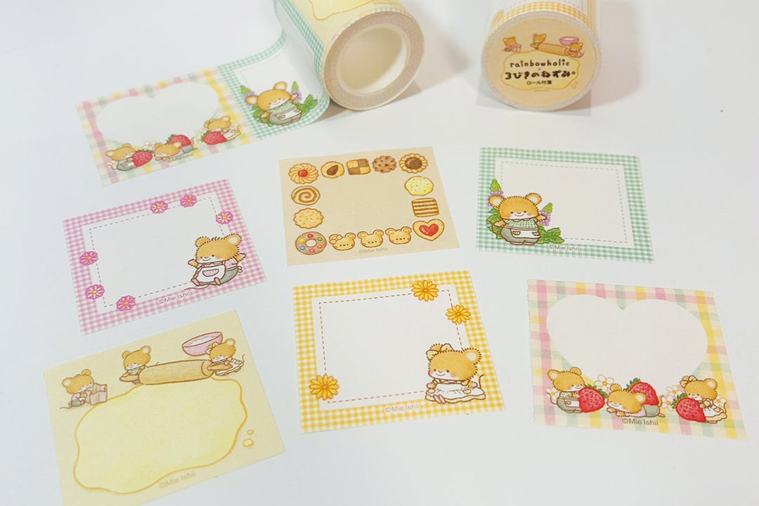 Rainbowholic x Mie Ishii Three Mice Bakery Memo Roll Tape(6 designs, 125 sheets)