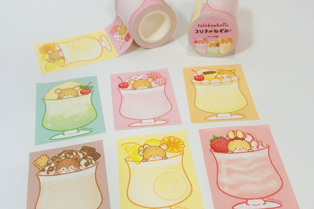 Rainbowholic x Mie Ishii Three Mice Cream Soda Memo Roll Tape(6 designs, 100 sheets)