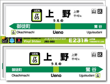 Japan Railway Yamanote Line Signboard Sticker (2 Sheets)