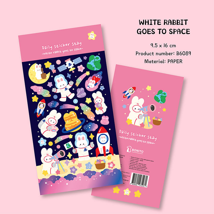 White Rabbit Goes to Space Sticker