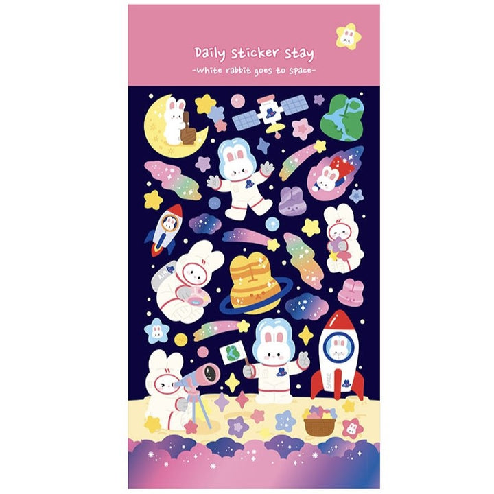 White Rabbit Goes to Space Sticker