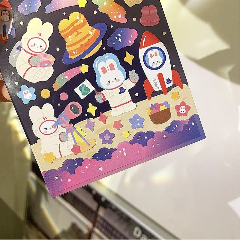 White Rabbit Goes to Space Sticker