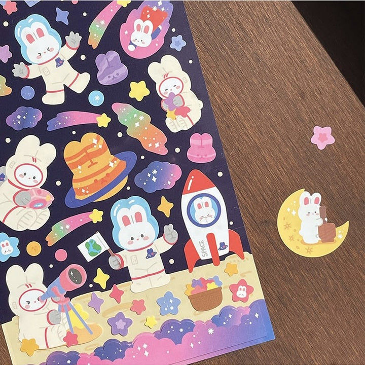 White Rabbit Goes to Space Sticker