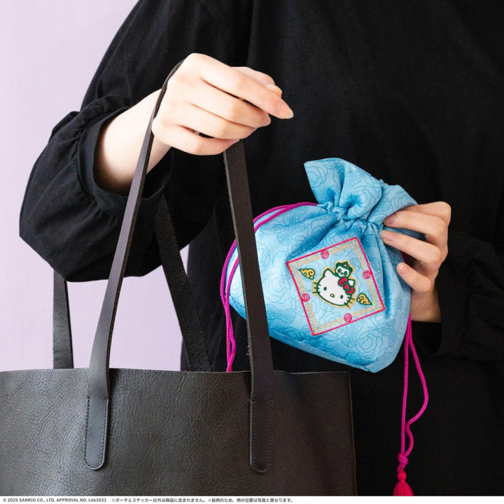 [Pre-order] Hello Kitty Embroidery Kinchaku Pouch Mook