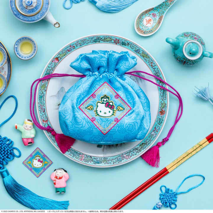 [Pre-order] Hello Kitty Embroidery Kinchaku Pouch Mook