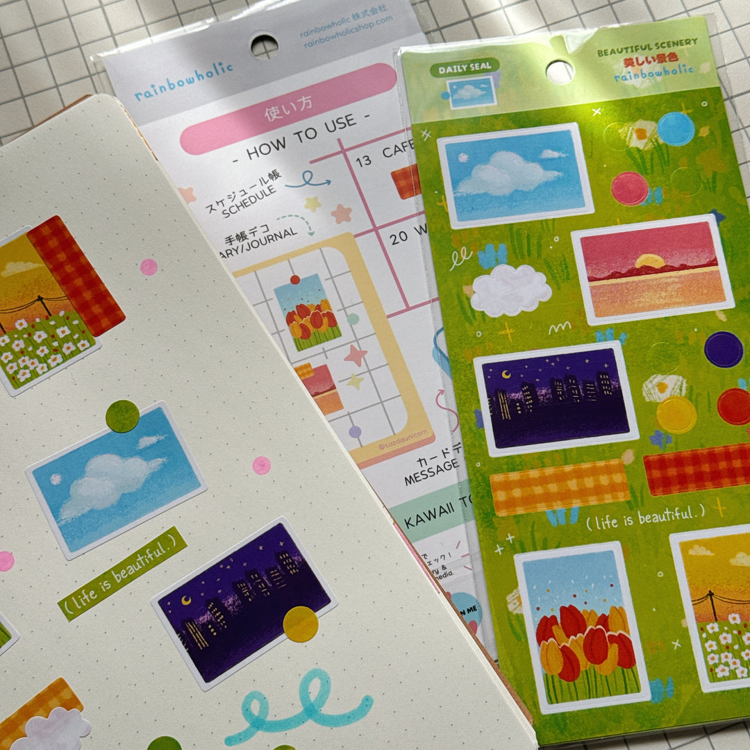 (DS016) Rainbowholic Daily Seal - Beautiful Scenery Sticker