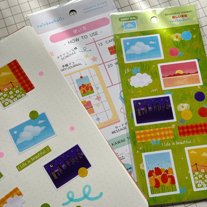 (DS016) Rainbowholic Daily Seal - Beautiful Scenery Sticker