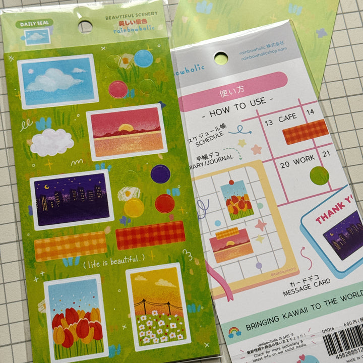 (DS016) Rainbowholic Daily Seal - Beautiful Scenery Sticker