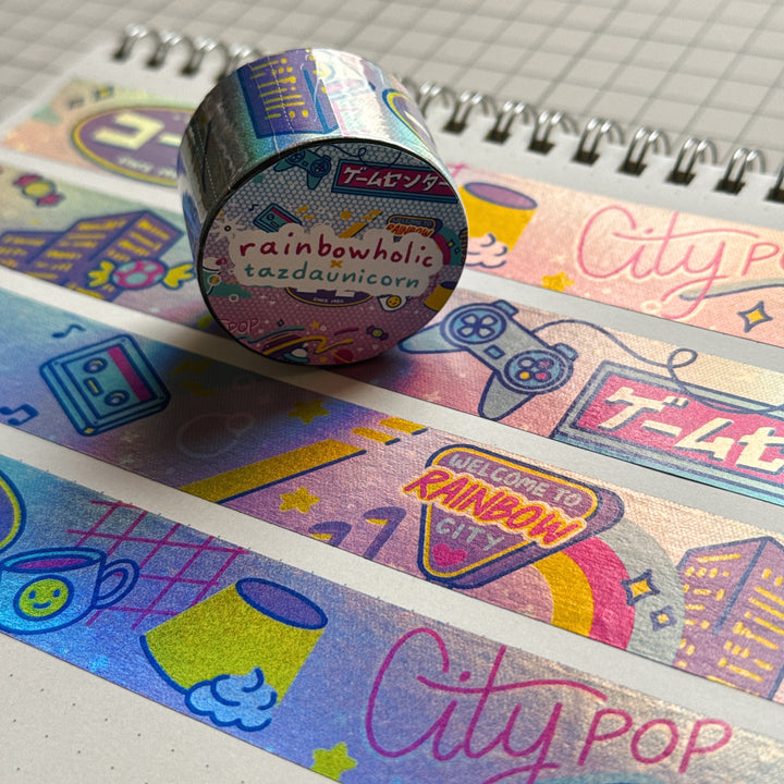 (MT125) Original Rainbowholic x Tazdaunicorn Neo City Pop 2.5CM Hologram Tape
