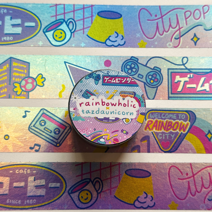 (MT125) Original Rainbowholic x Tazdaunicorn Neo City Pop 2.5CM Hologram Tape