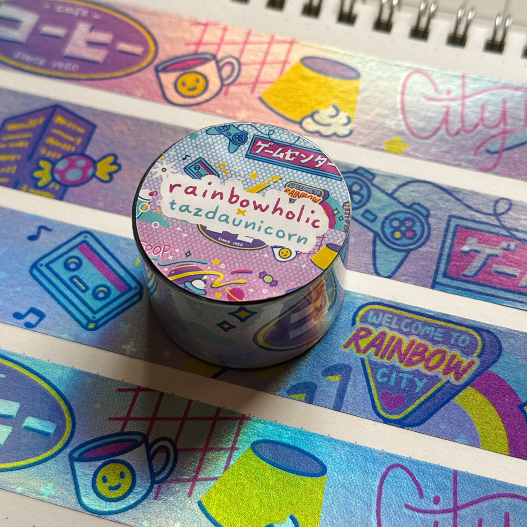 (MT125) Original Rainbowholic x Tazdaunicorn Neo City Pop 2.5CM Hologram Tape