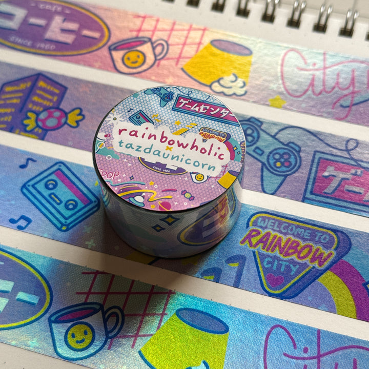 (MT125) Original Rainbowholic x Tazdaunicorn Neo City Pop 2.5CM Hologram Tape