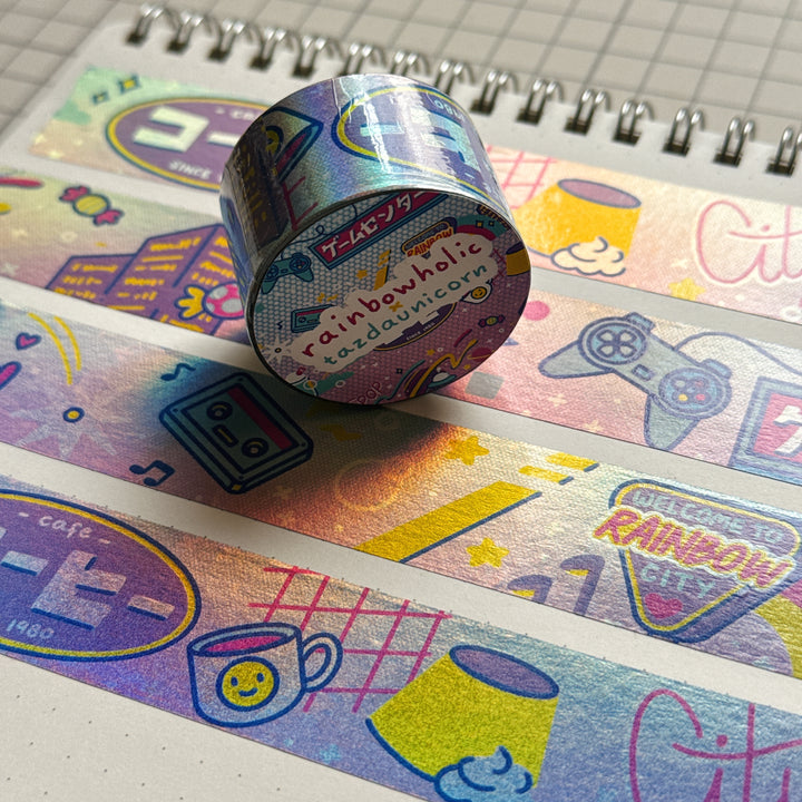 (MT125) Original Rainbowholic x Tazdaunicorn Neo City Pop 2.5CM Hologram Tape