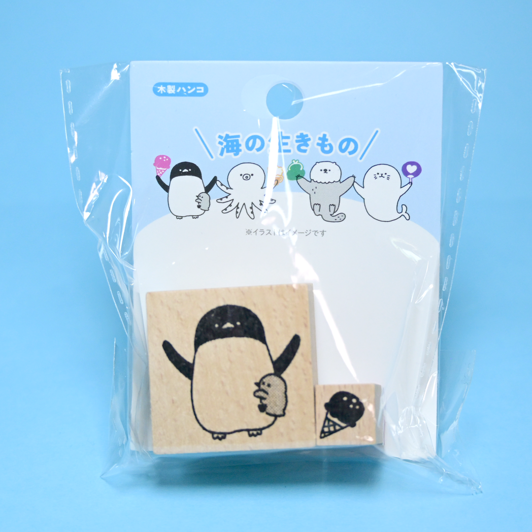 Sea Creatures Penguin &amp; Ice Cream Rubber Stamp Set