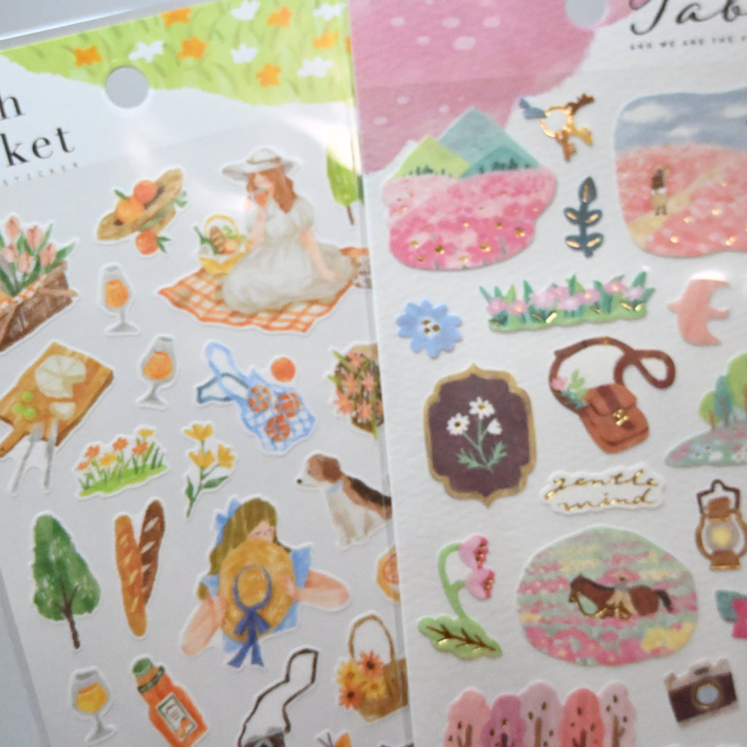 Picnic in Spring sticker sheet set (2 designs)