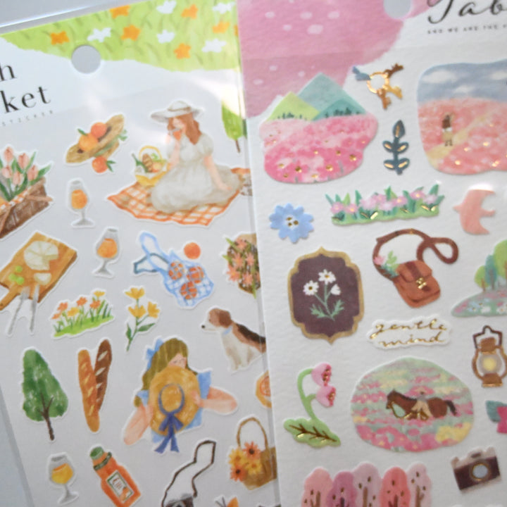 Picnic in Spring sticker sheet set (2 designs)