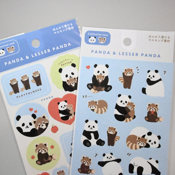 Panda and Lesser Panda sticker sheet set (2 designs)