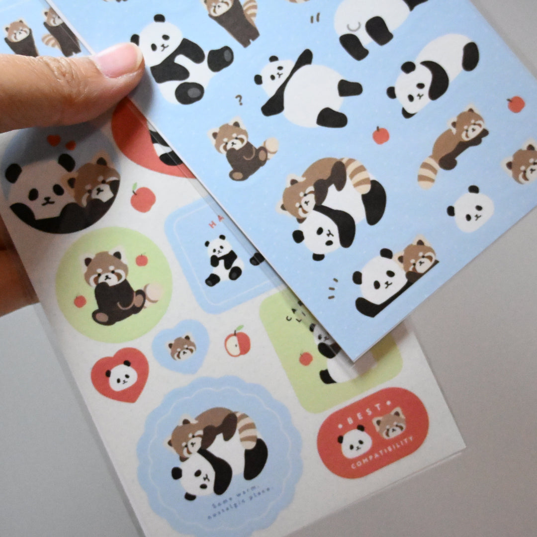 Panda and Lesser Panda sticker sheet set (2 designs)