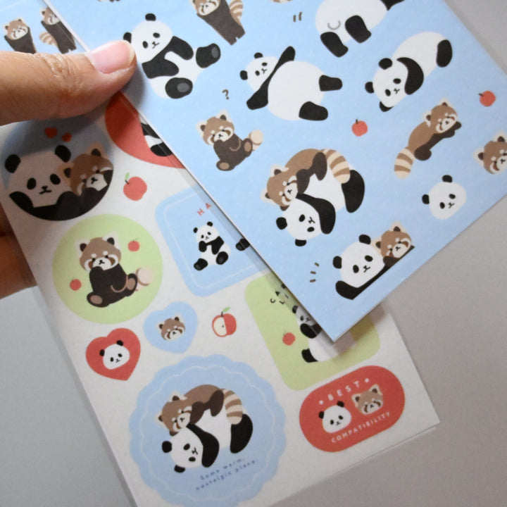 Panda and Lesser Panda sticker sheet set (2 designs)