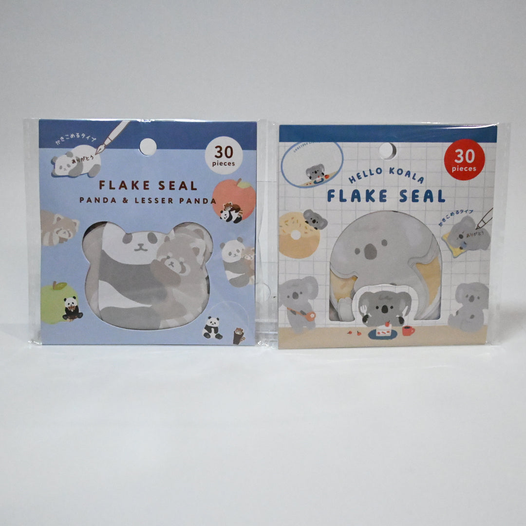 Fluffy Zoo Animals Flake Seal Set (2 designs) - Panda and Lesser Panda / Hello Koala