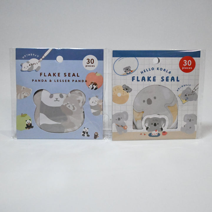 Fluffy Zoo Animals Flake Seal Set (2 designs) - Panda and Lesser Panda / Hello Koala