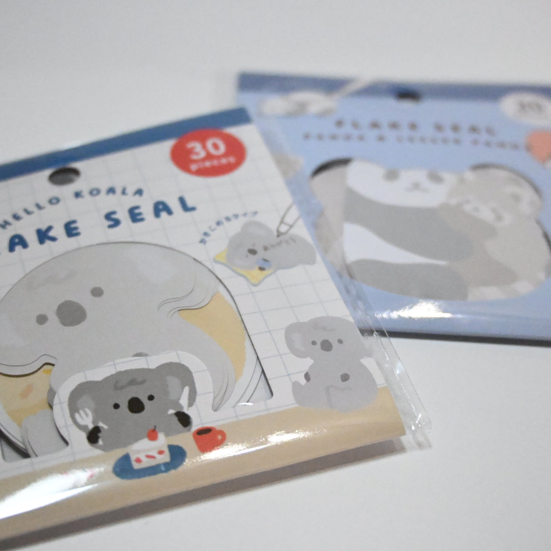 Fluffy Zoo Animals Flake Seal Set (2 designs) - Panda and Lesser Panda / Hello Koala